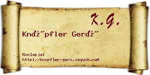 Knöpfler Gerő névjegykártya